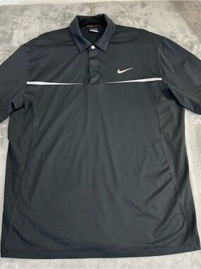 Nike Tiger Woods Collection Shirt Dri-Fit Golf Gold Polo Jersey Size Large L